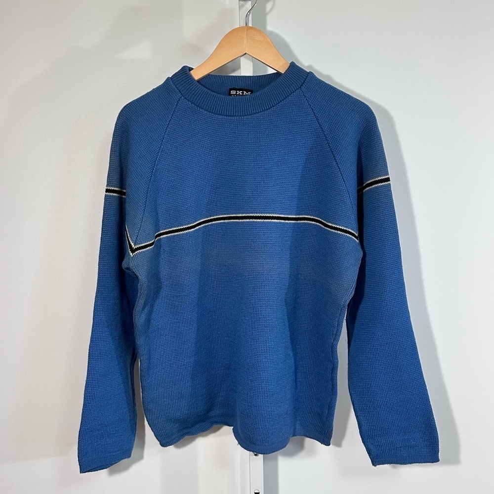 SKM Penguin Seattle Knitting Mills Wool Sweater – Blue Stripe Crewneck large